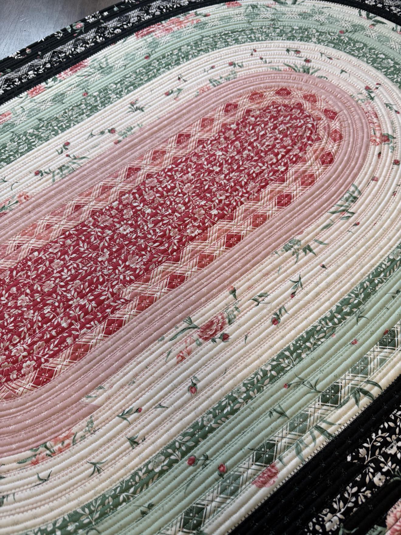 Oval Handmade Cotton Jelly Roll Rug 28" x 44" Garden Picnic