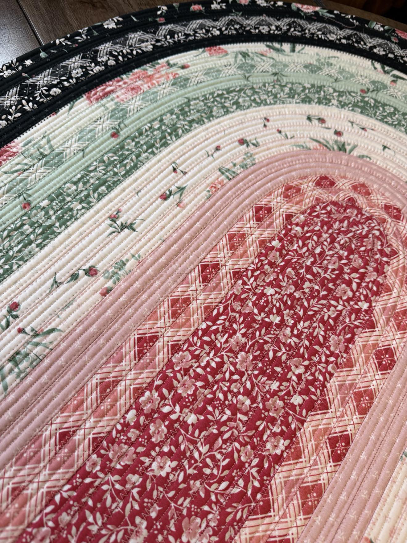 Oval Handmade Cotton Jelly Roll Rug 28" x 44" Garden Picnic