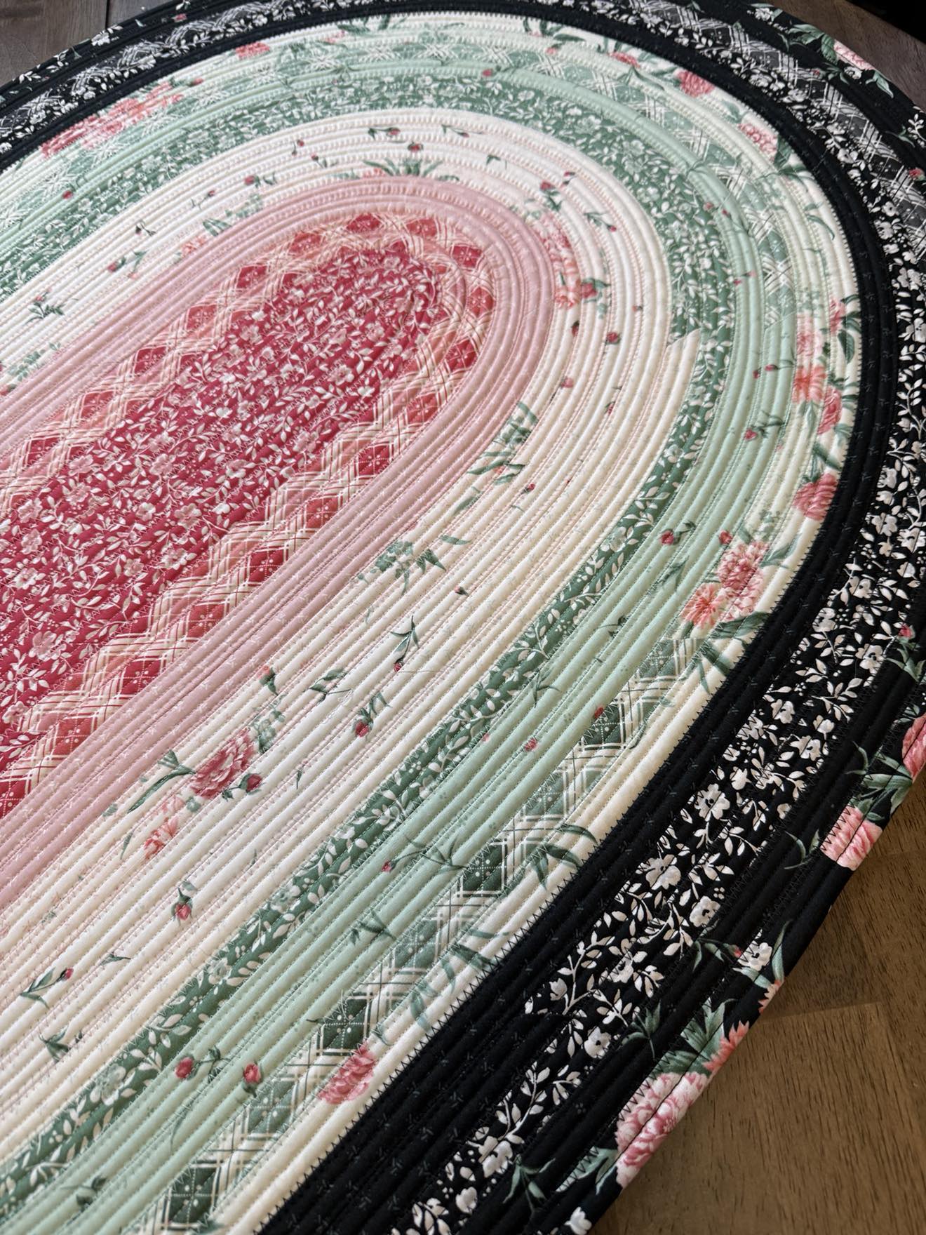 Oval Handmade Cotton Jelly Roll Rug 28" x 44" Garden Picnic