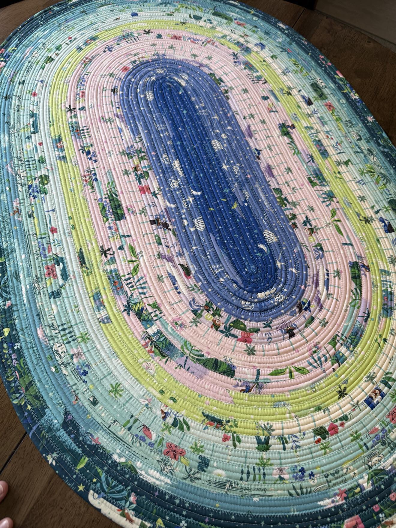 Oval Handmade Cotton Jelly Roll Rug 28" x 44" Forever Neverland
