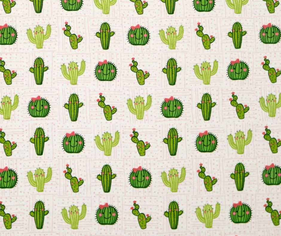 1 Yard Fabric Cut - 100% Cotton Flannel Fabric - Cactus Smiling Friends