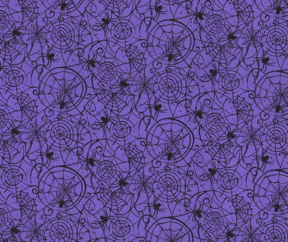 1 Yard Fabric Cut  - 44" x 36" - Bewitched Spider on Purple Fabric