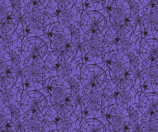 1 Yard Fabric Cut  - 44" x 36" - Bewitched Spider on Purple Fabric