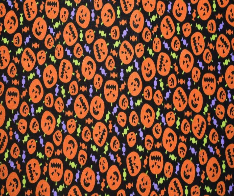 1 Yard Fabric Cut  - 44" x 36" - Halloween Pumpkins & Candy