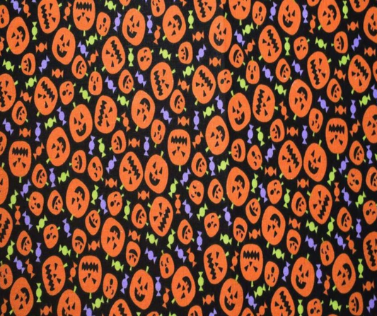 1 Yard Fabric Cut  - 44" x 36" - Halloween Pumpkins & Candy