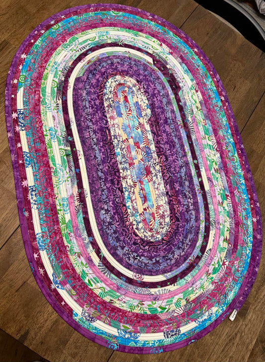 Oval Jelly Roll Rug 28" x 43" - Purple Bedazzled