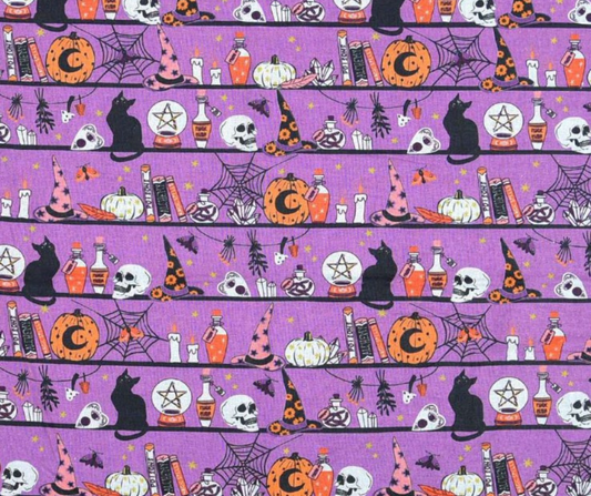 1 Yard Fabric Cut  - 43" x 36" - Halloween Themed Purple Fabric