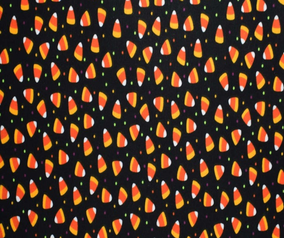 1 Yard Fabric Cut  - 43" x 36" - Halloween Candy Corn on Black