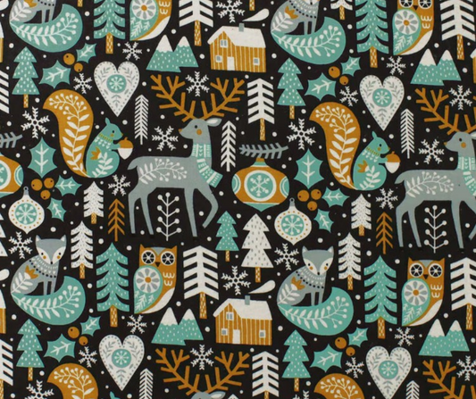 1 Yard Fabric Cut  - 100% Cotton Flannel Fabric - Woodland Animals & Trees