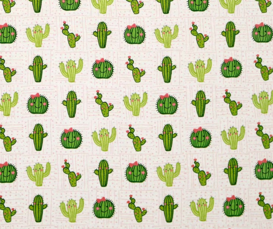 1 Yard Fabric Cut  - 100% Cotton Flannel Fabric - Cactus Smiling Friends