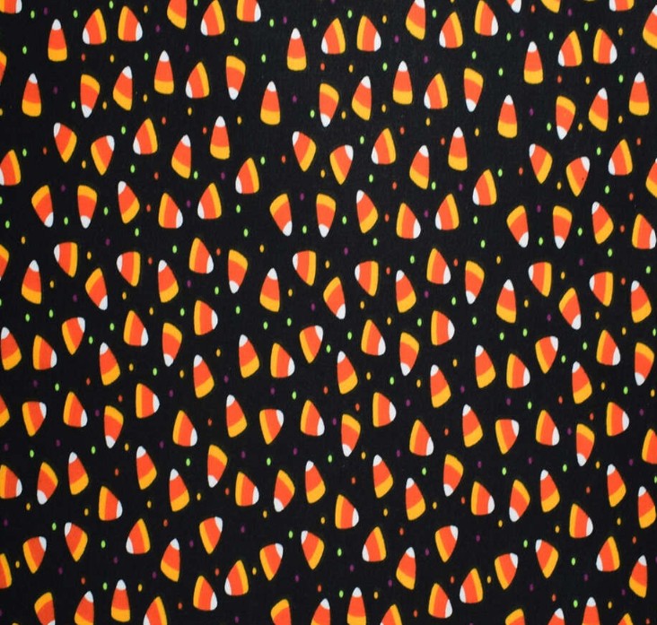 1 Yard Fabric Cut  - 43" x 36" - Halloween Candy Corn on Black