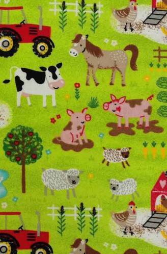 1 Yard Fabric Cut  - 100% Cotton Flannel Fabric - Farm Animals