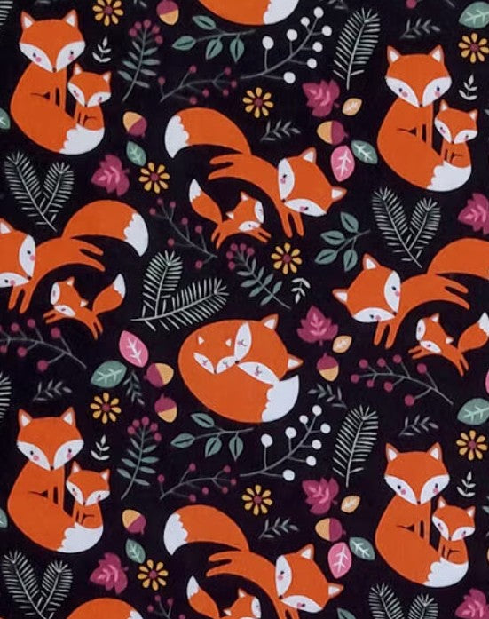 1 Yard Fabric Cut  - 100% Cotton Flannel Fabric - Sweet Foxes