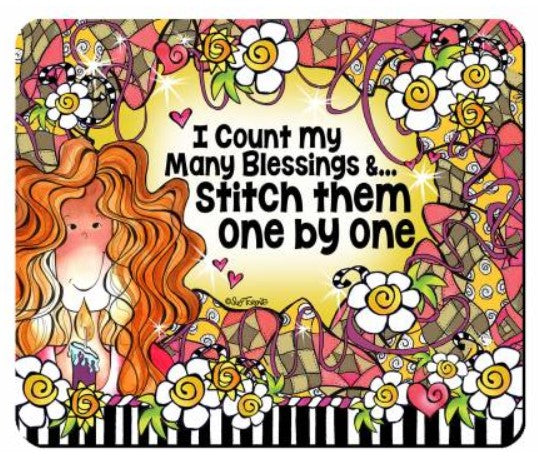 I Count My Many Blessings & Stitch Them One by One Mouse Pad Suzy Toronto