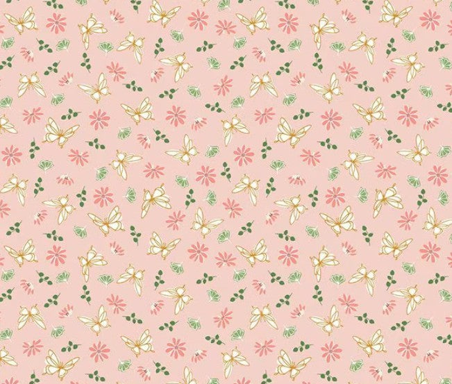 1 Yard - Melody - Flutter Flora Peaches 'n Cream by Beverly McCullough for Riley Blake Designs