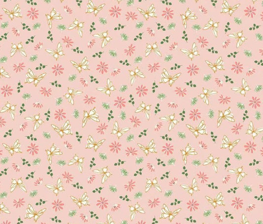 1 Yard - Melody - Flutter Flora Peaches 'n Cream by Beverly McCullough for Riley Blake Designs