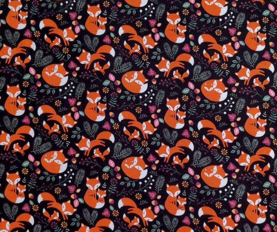 1 Yard Fabric Cut  - 100% Cotton Flannel Fabric - Sweet Foxes