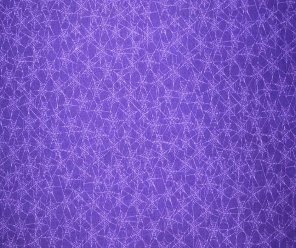 1 Yard Fabric Cut  - 44" x 36" - Halloween Spider Webs on Purple Fabric