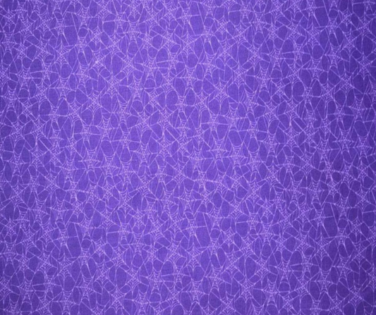 1 Yard Fabric Cut  - 44" x 36" - Halloween Spider Webs on Purple Fabric